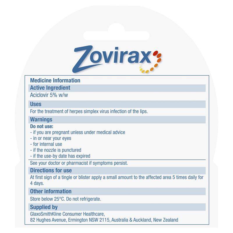 Zovirax Cold Sore Cream (Tube 2g)